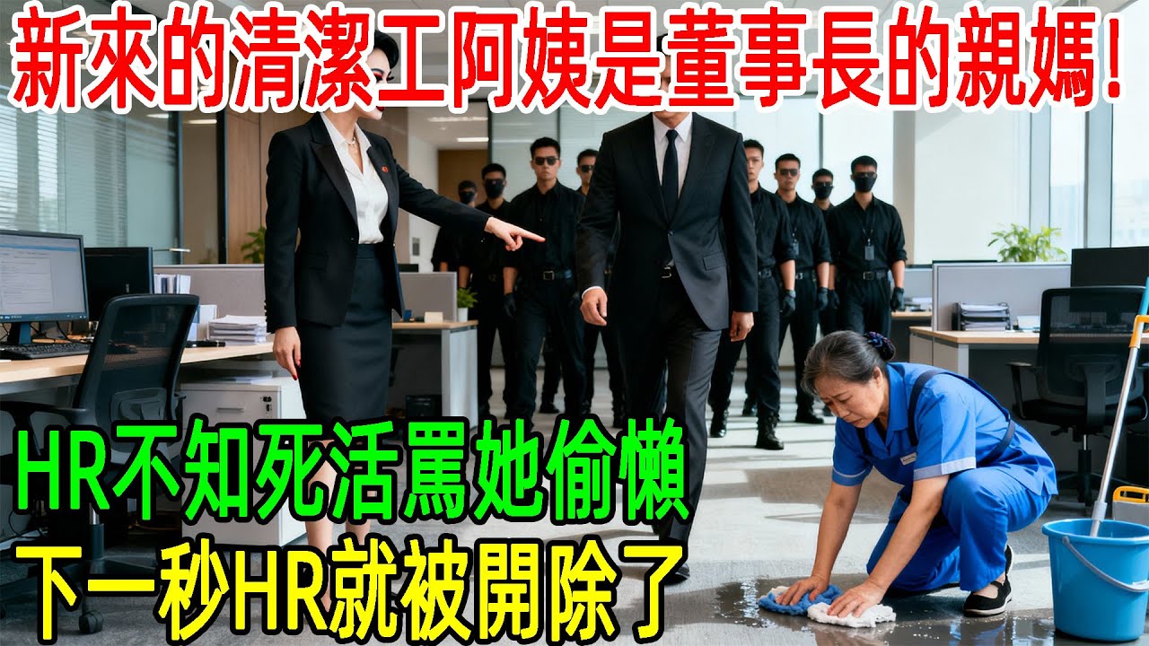 新來的清潔工阿姨是董事長的親媽！HR不知死活罵她偷懶，下一秒HR就被開除了#情感#故事#正能量#故事频道#故事分享