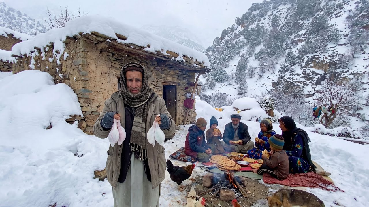 Surviving the Freezing Winters in Afghanistan’s Mountains 🏔️❄️ | Cooking Lamb Testicles Kabobs ❤️🏡