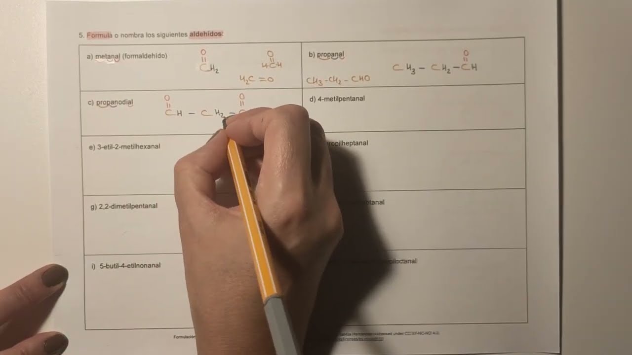 Actividad 5: Fórmula los siguientes aldehídos. (4º ESO)