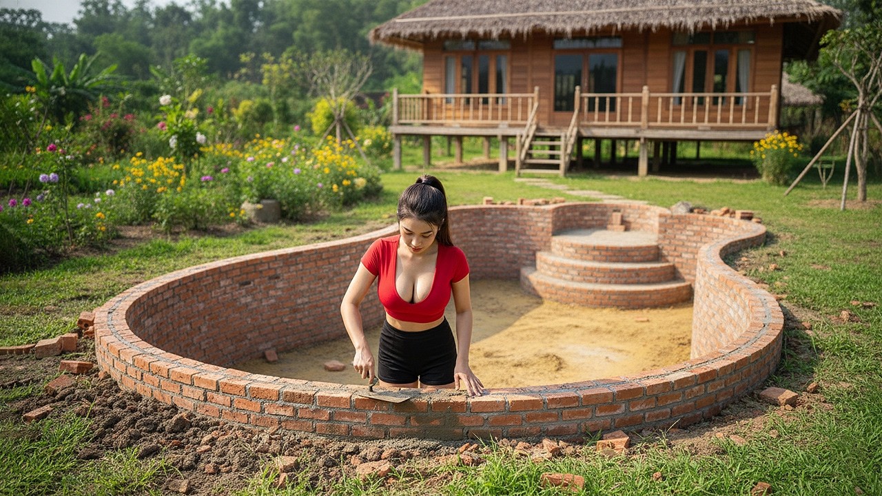 7 Days OFF GRID - CEO Girl Leaves City Life to Live in Forest and Builds a Giant Swimming Pool Alone