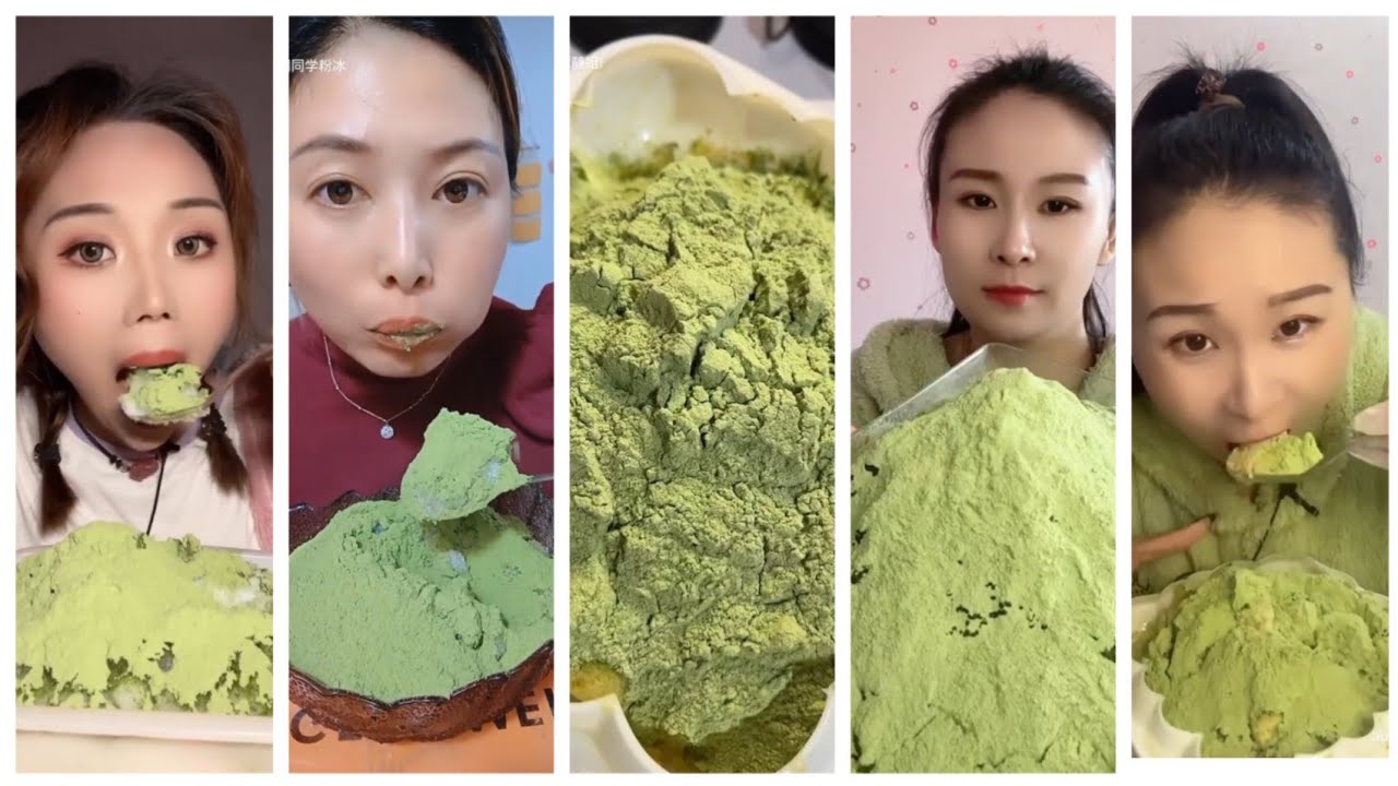 ASMR :Heavy Matcha powder ice|solo bites|Soft ice|crushed hard ice|white ice eating|V-good crunchy