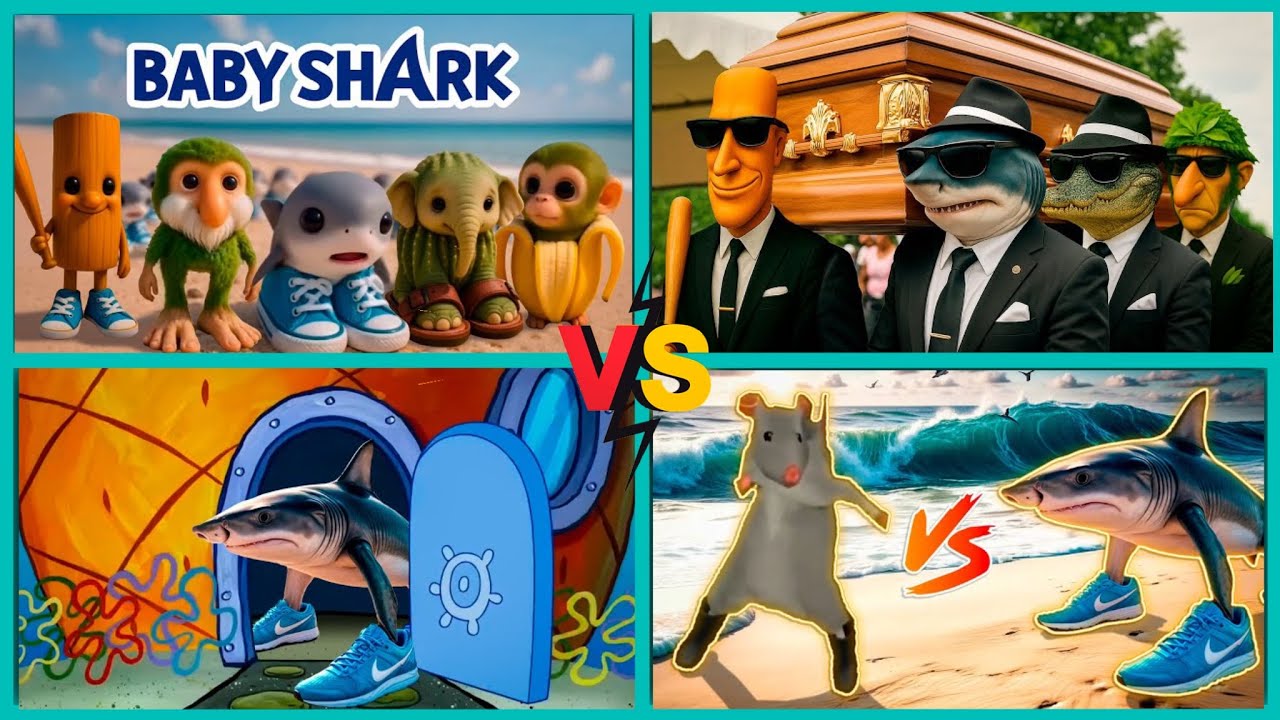 COFFIN DANCE | TRALALERO TRALALA & BABY SHARK & SPONGEBOB  & DANCING RAT | Tiles Hop