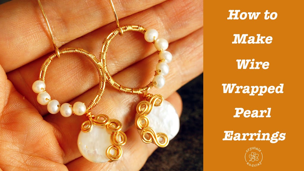 Jewelry DIY Tutorial - How to make wire wrapped pearl earrings