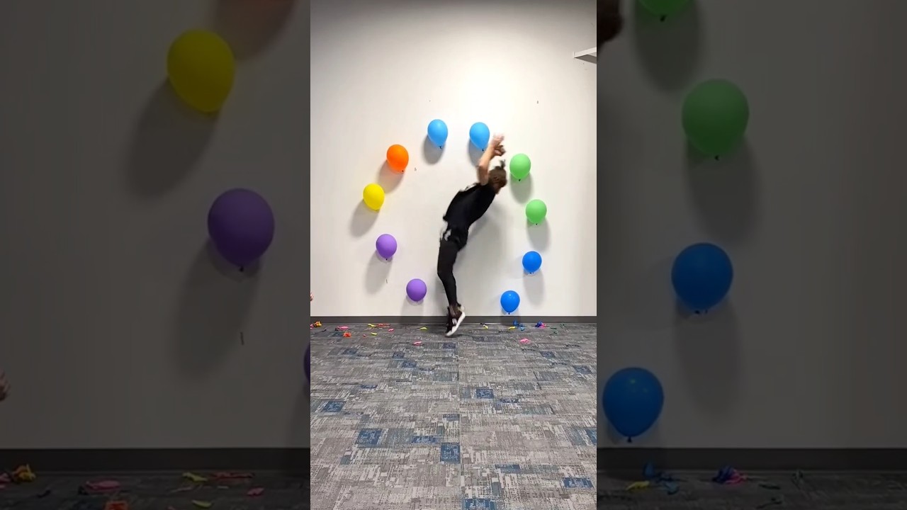 Balloon Pop Cpompilation 🤯 #funny #tricking #parkour #trend  #tumbling #cheer #trampoline  #shorts