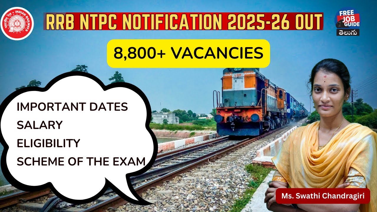 🚆 RRB NTPC 2025-2026 Notification – 8,875 Vacancies | Apply Now | FREE JOB GUIDE TELUGU