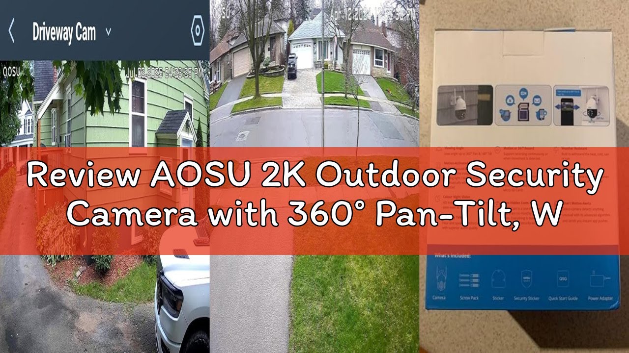 Review AOSU 2K Outdoor Security Camera with 360° Pan-Tilt, WiFi Camera Surveillance, Preset Timed Cr