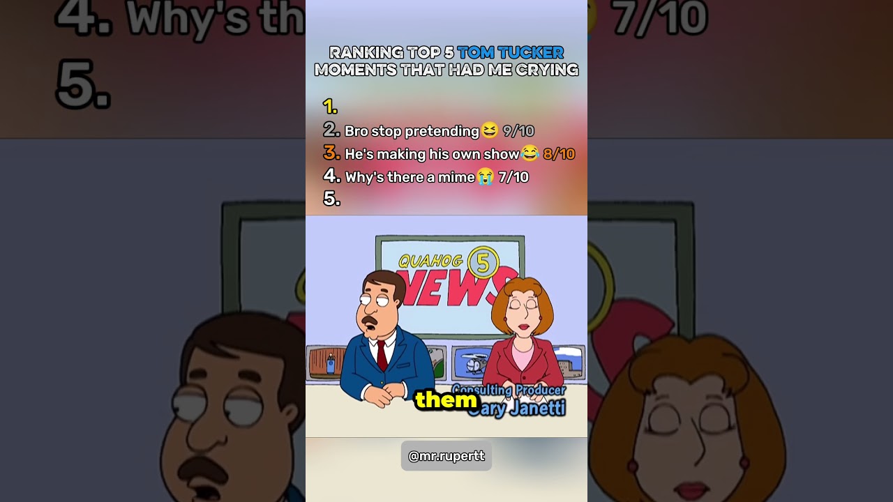 Top 5 Tom Tucker Moments That Had Me Crying 😂 | Family Guy #tomtucker #familyguy #funnymoments