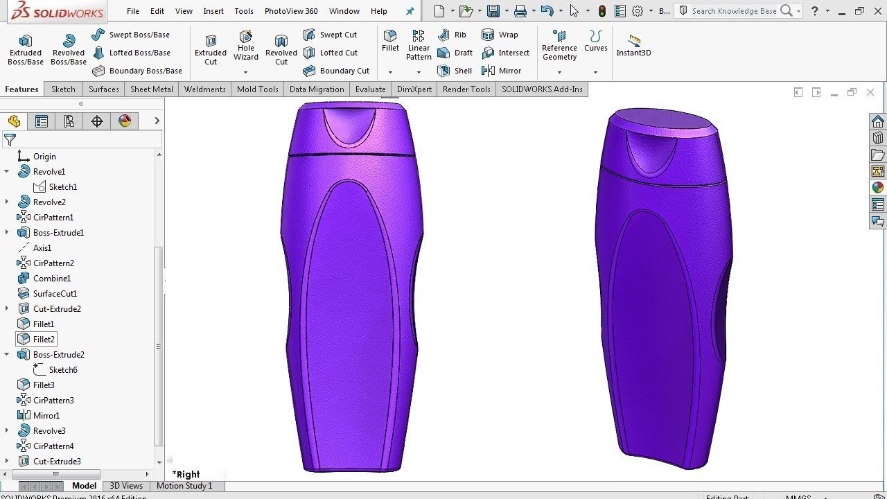 Бутылка для шампуня — учебные пособия SolidWorks