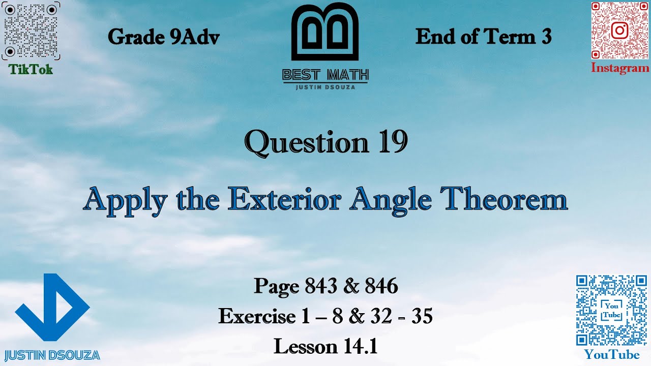 Apply the Exterior Angle Theorem | Q19 P2 | 9A | EoT3 |