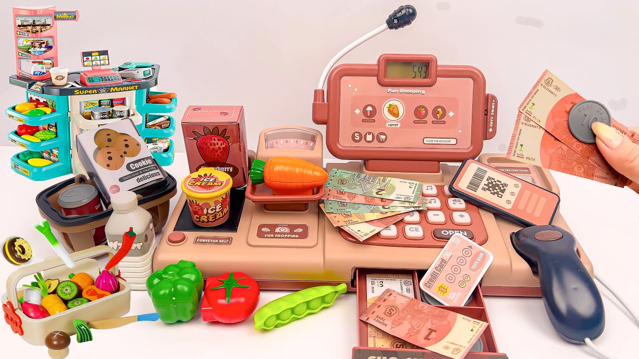 [Toy ASMR] Automatic Cash Register Supermarket Playset Unboxing 🛒 장난감 계산대 놀이 | Satisfying ASMR