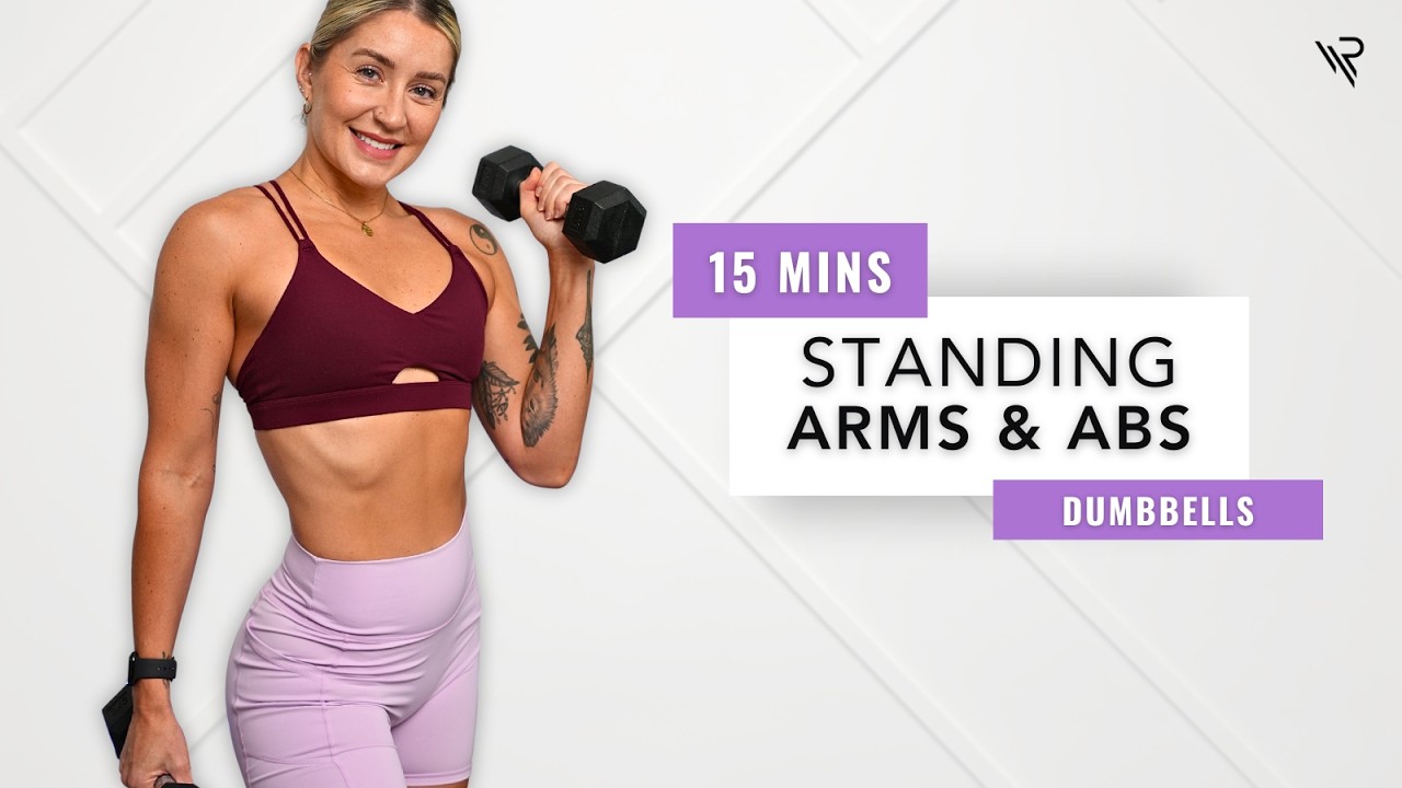 15 Mins Dumbbell Standing Abs & Arms (Supersets Workout)