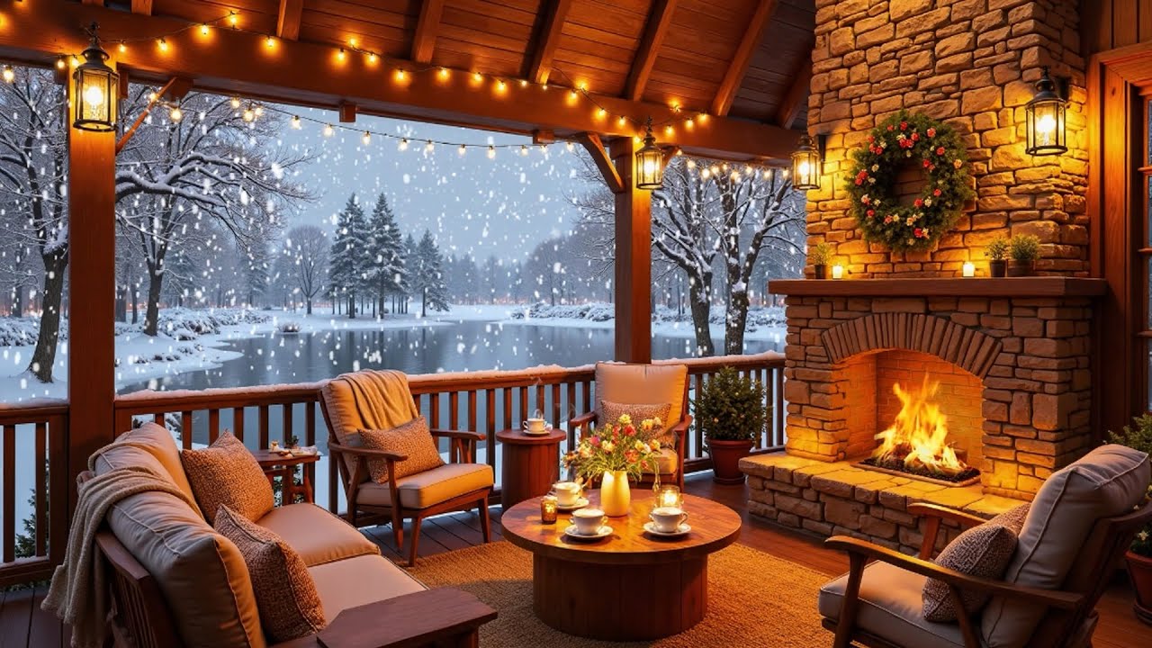 Peaceful Winter Cabin ❄️ Soft Piano Music with Fireplace Sounds for Work, Reading & Relax