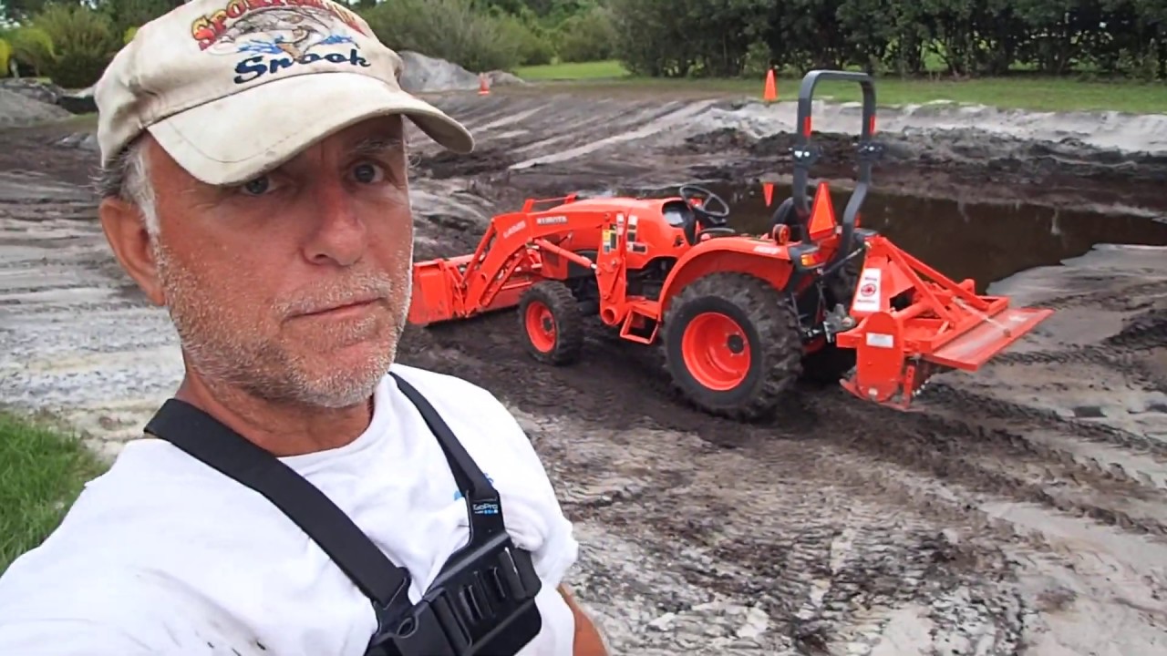 Digging ECO Pond with my Kubota L3301 using King Kutter Tiller.