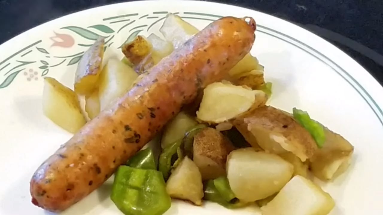 Ninja Foodi Kale Feta Sausage With Potatoes and Green Peppers