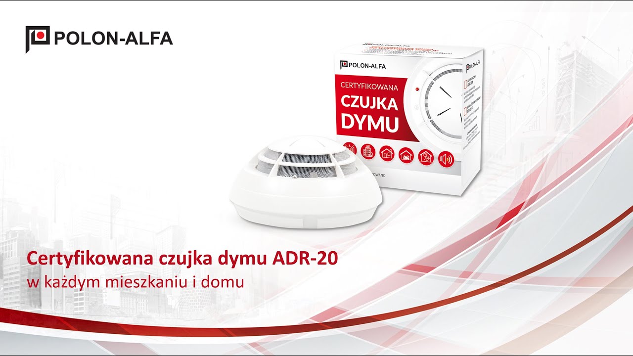 Certyfikowana czujka dymu ADR-20 do domu i mieszkania | Zmiany w przepisach ppoż 2024 | POLON-ALFA