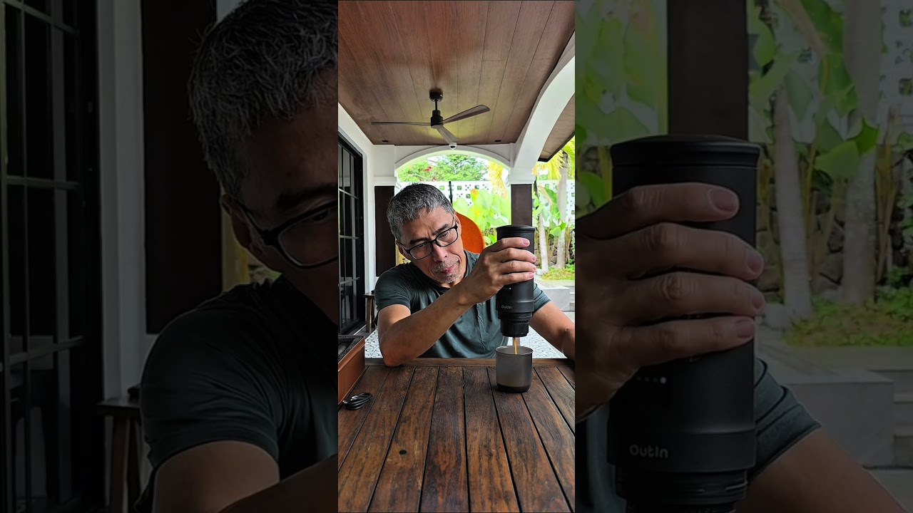 Using the Outin Nano with a Nespresso pod to make espresso.