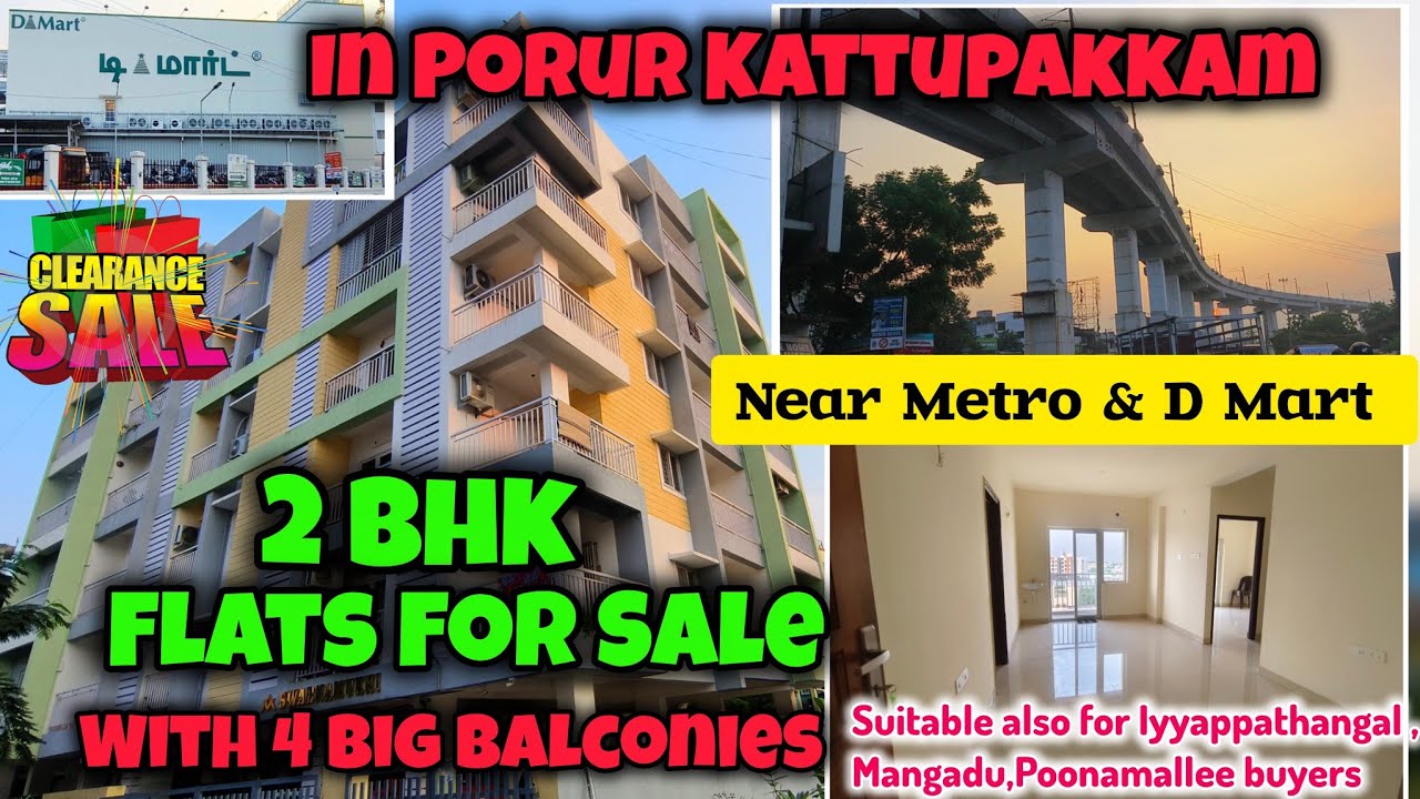 🤓Spacious🏠 2BHK Flats for Sale in Porur Kattupakkam | With 4 Balconies😍Near Metro Station & Dmart