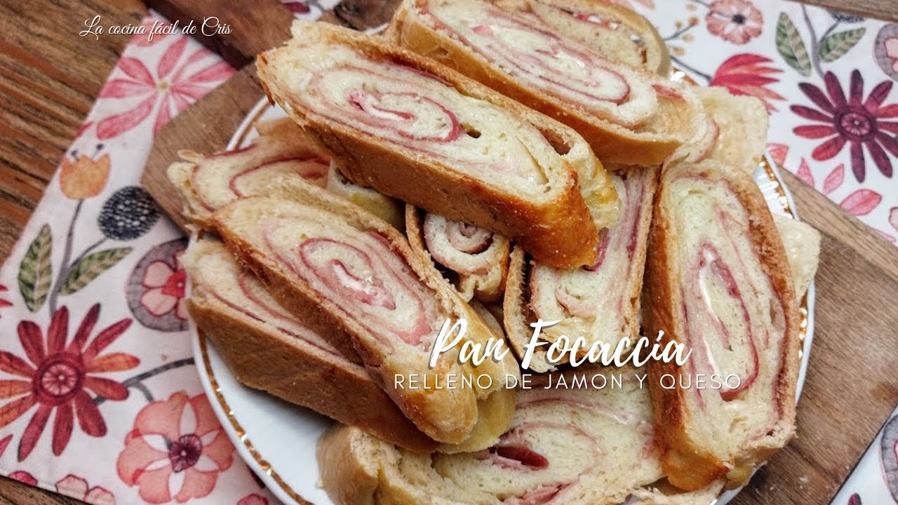 Pan Focaccia relleno de jamón y queso, sencillo, fácil, sabroso y saludable, lo máximo!!!