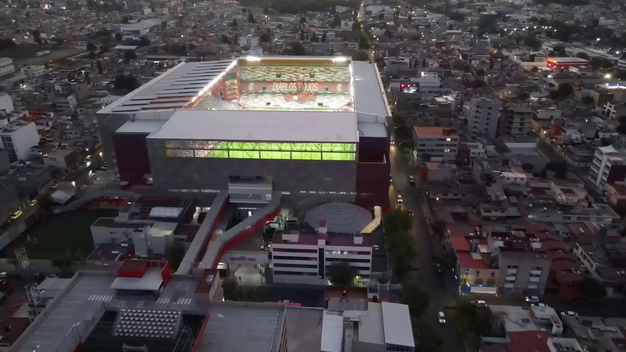 Vista aérea del Estadio Nemesio Diez, en la ciudad de Toluca,  México.