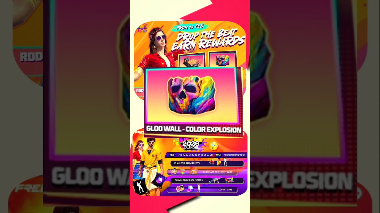 How To Complete Free Fire Holi Beat Carnival Event | Free Fire Me Free Gloo Wall Skin Kaise milega
