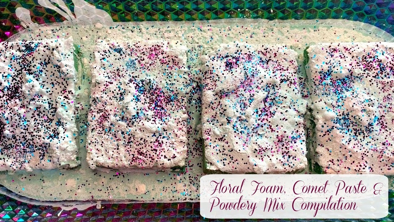 Floral Foam Covered in Comet Paste & Powdery Mix Compilation |  asmrpowderygoodness