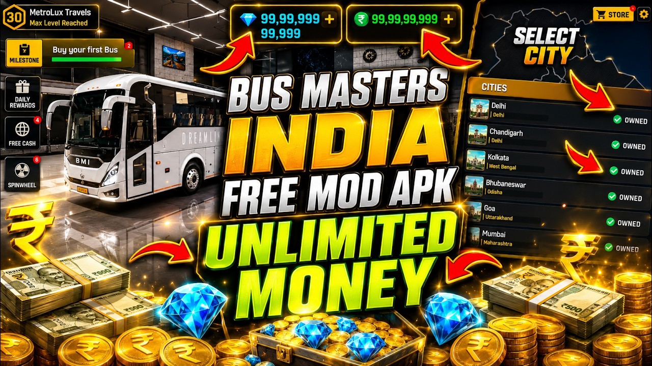 BUS MASTERS INDIA FREE MOD APK 😱 | UNLIMITED MONEY & DIAMONDS 💎 | 100% WORKING STEP BY STEP🥳