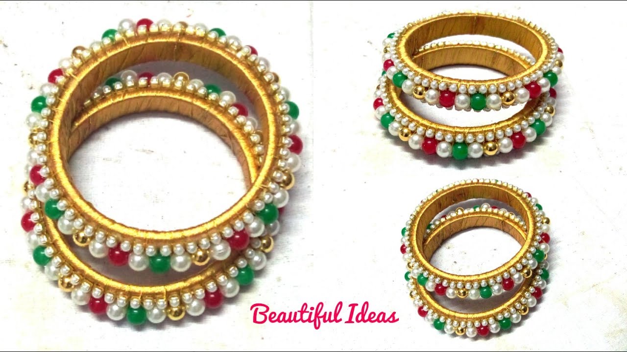 How to Make Silk thread Pearl Designer Bangles//Latest Pearls & Beads Designer Bangles //DIY//