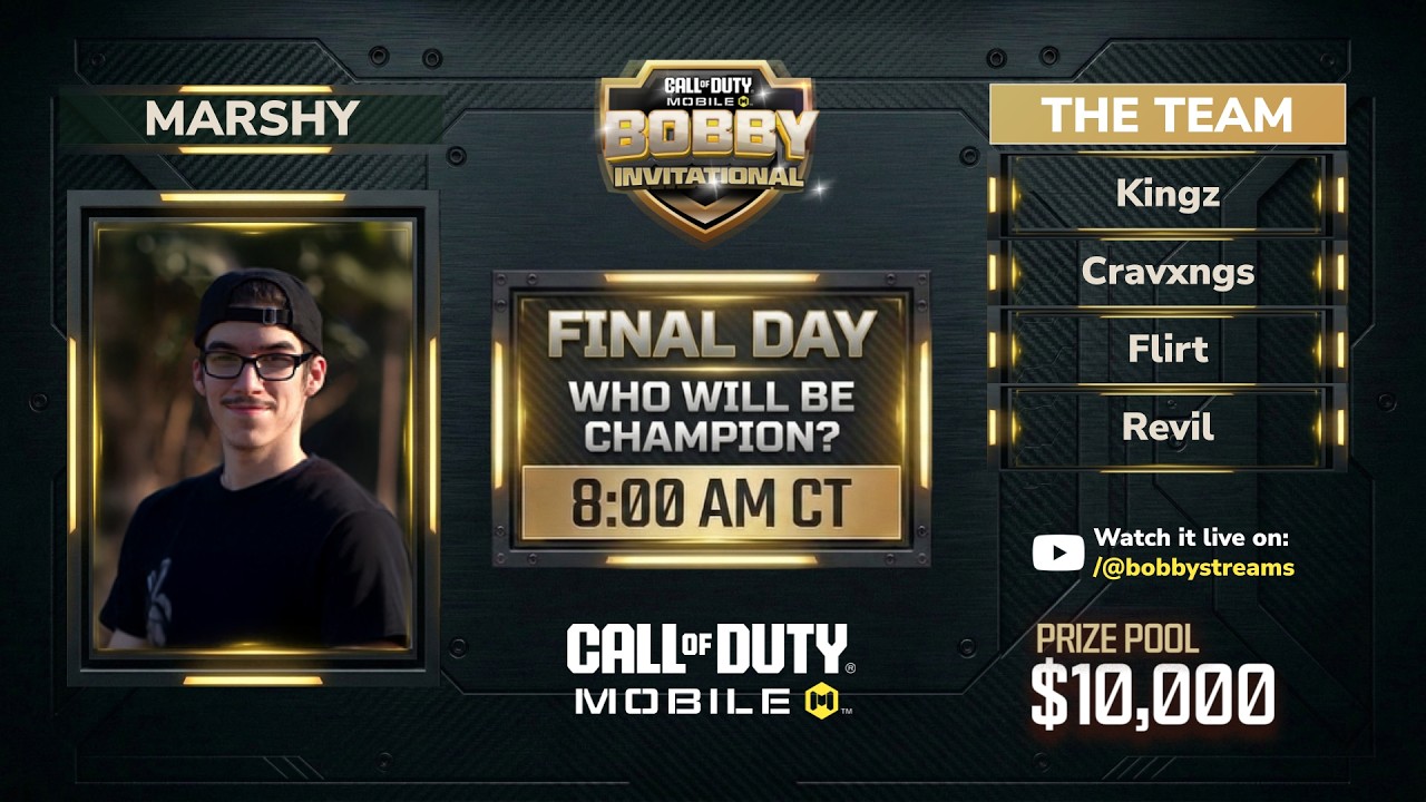 $10,000 CODM'S BOBBYS TOURNAMENT Day 2 (CoD: Mobile) (30 second delay)