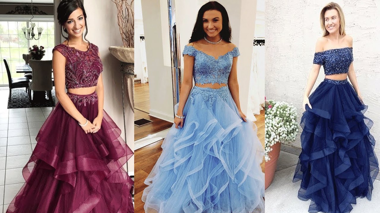 Top Organza Ruffle  Prom Dress Designs||Stylish Layered   Prom Dress Two Pieces  Gown& Party Wear