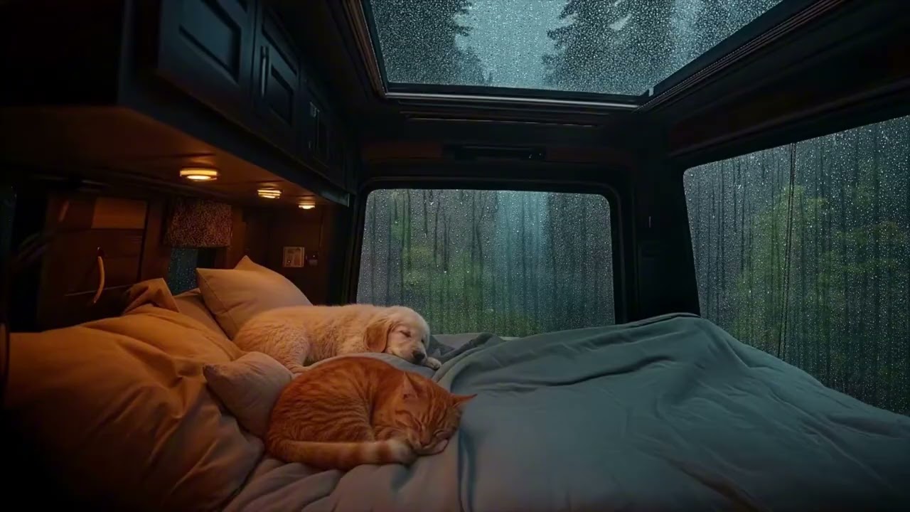 Fury Friends Sleeping Cozy on a Dark Rainy Night #asmr #relax #calm 