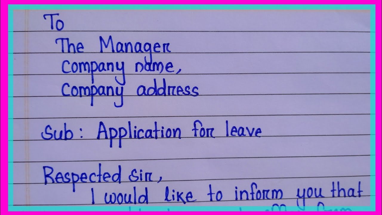 leave application for office | application to the manager for leave | office leave application