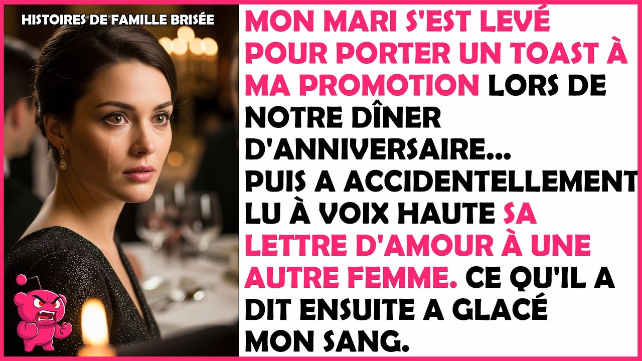 Mon mari a porté un toast à ma promotion, puis a lu accidentellement sa lettre d'amour à une autre.