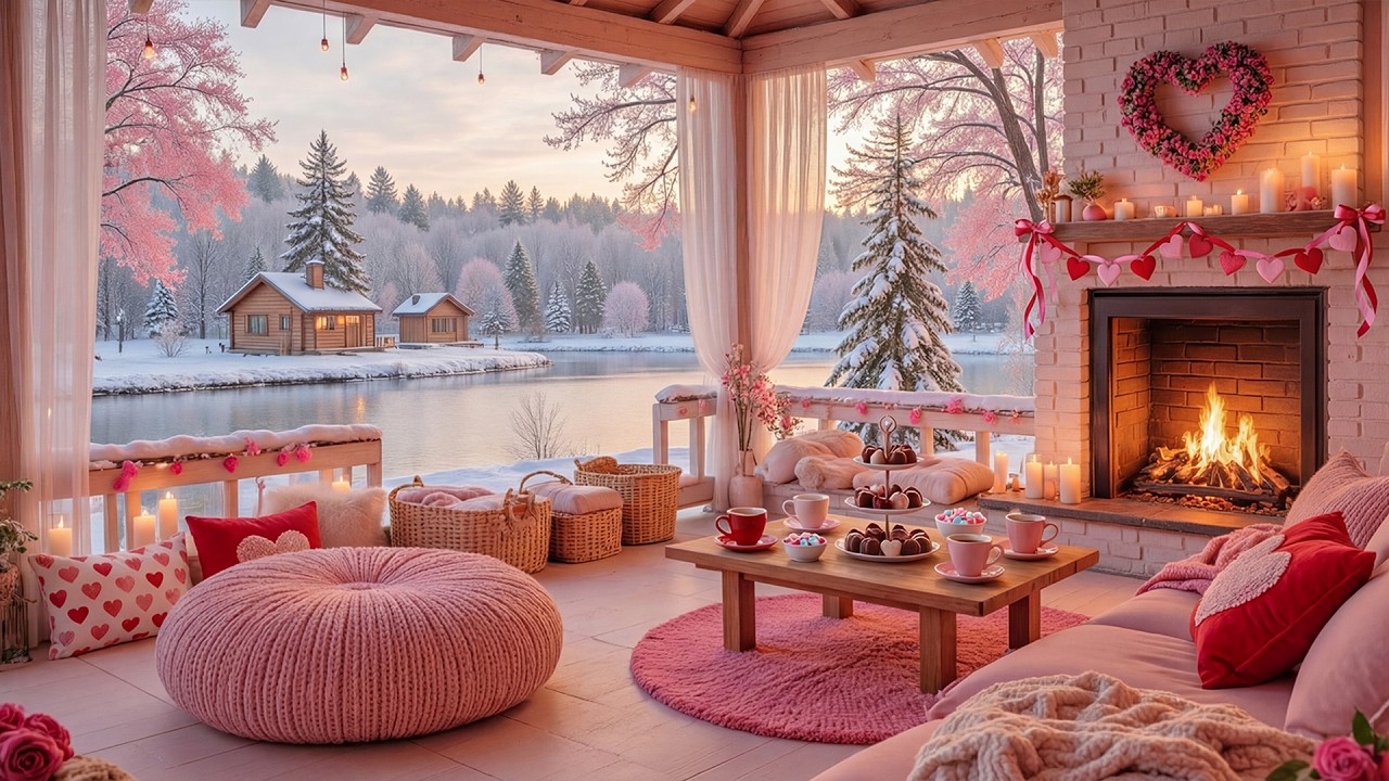 Romantic Valentine's Fireplace's Music 💝 Soothing Music & Fireplace Ambience 💕 Happy Valentine’s Day