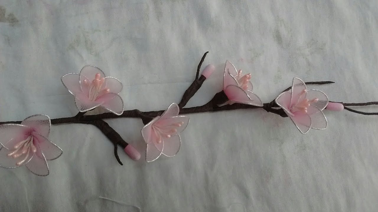 Flores de meia de seda estilo bonsai parte 1