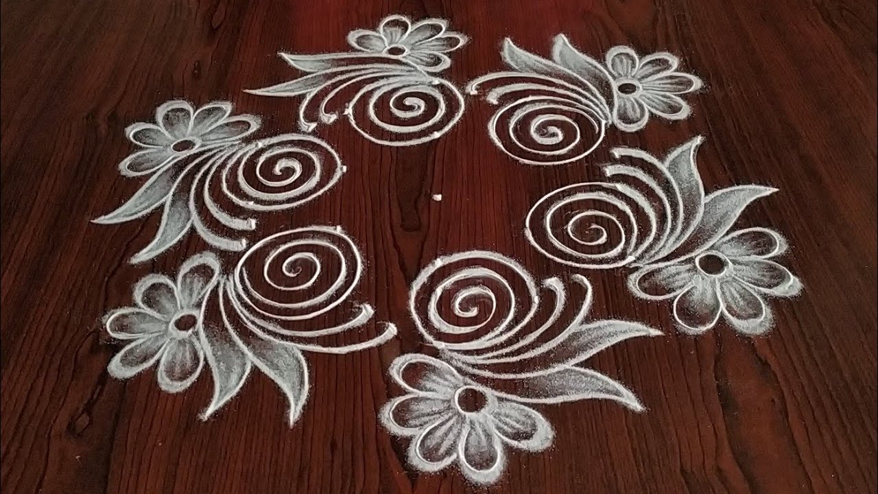 2 Beautiful Daily kolams only (5×3) Dot's...