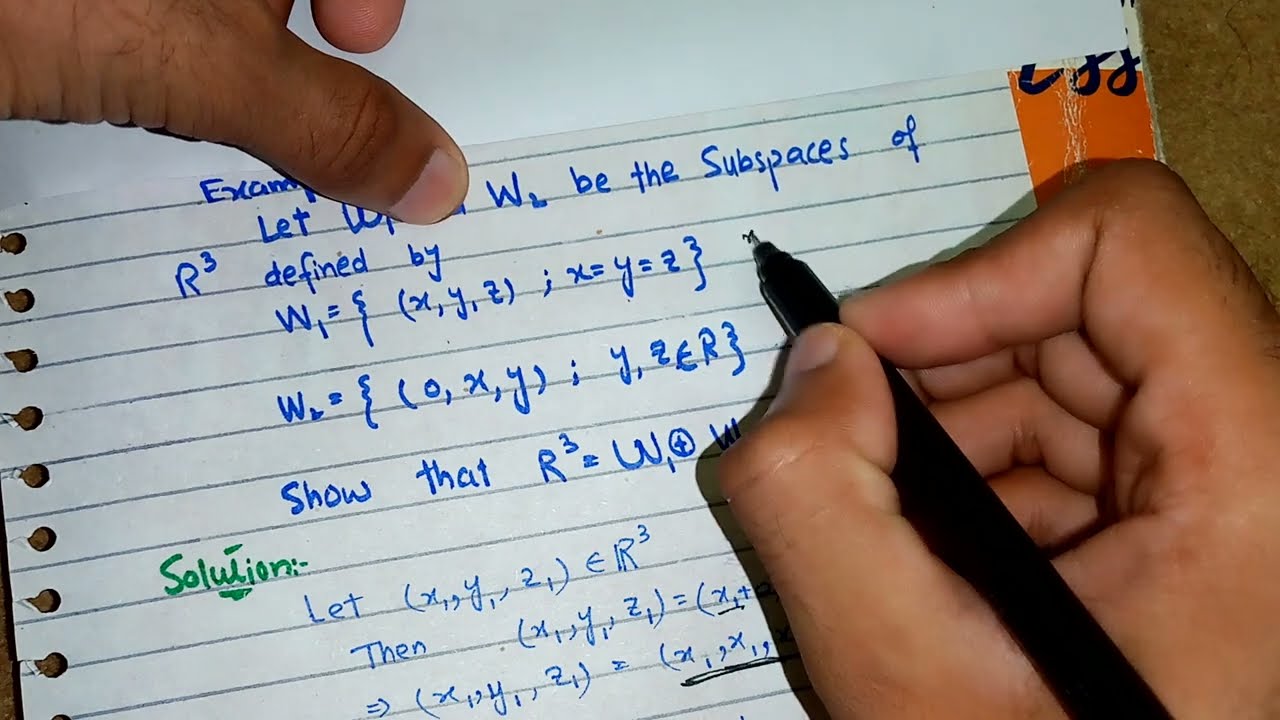 Lec 9: Linear Algebra(Algebra-ll) | Direct Sum (example) | Vector space