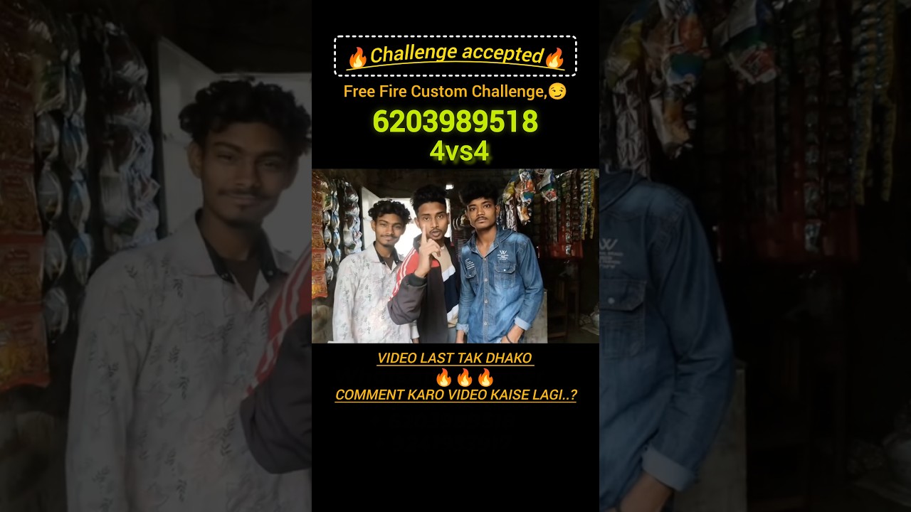 CHALLENGE ACCEPTED💥👍..!! 70/100, ✅..!! 4VS4 CUSTOM CHALLENGE🔥..!! #shortsfeed #freefire #tondaegamer