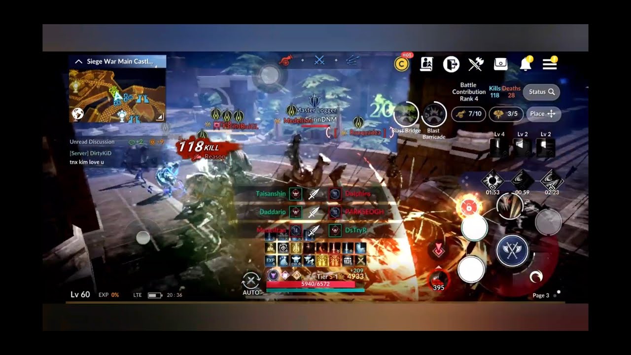 Black Desert Mobile : Siege war M8HEXA vs ArcID vs FullHouse !! POV DEFEND TEAM !!