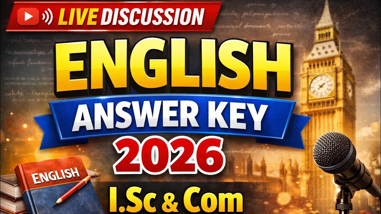 English Answer Key 2026 I.Sc & I.Com / Live Discussion