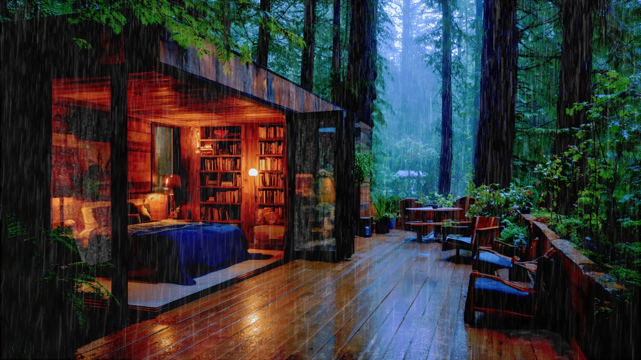 Rain Sounds for Studying & Sleeping 🌧️ Cozy Cabin Night | No Thunder Ambience