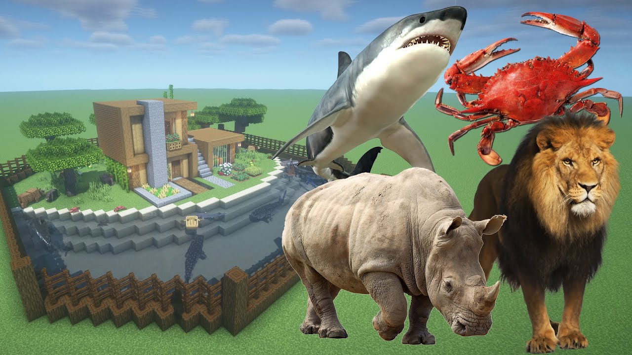 How To Make a Lion, Rhino, Crab, and Shark Farm in Minecraft PE