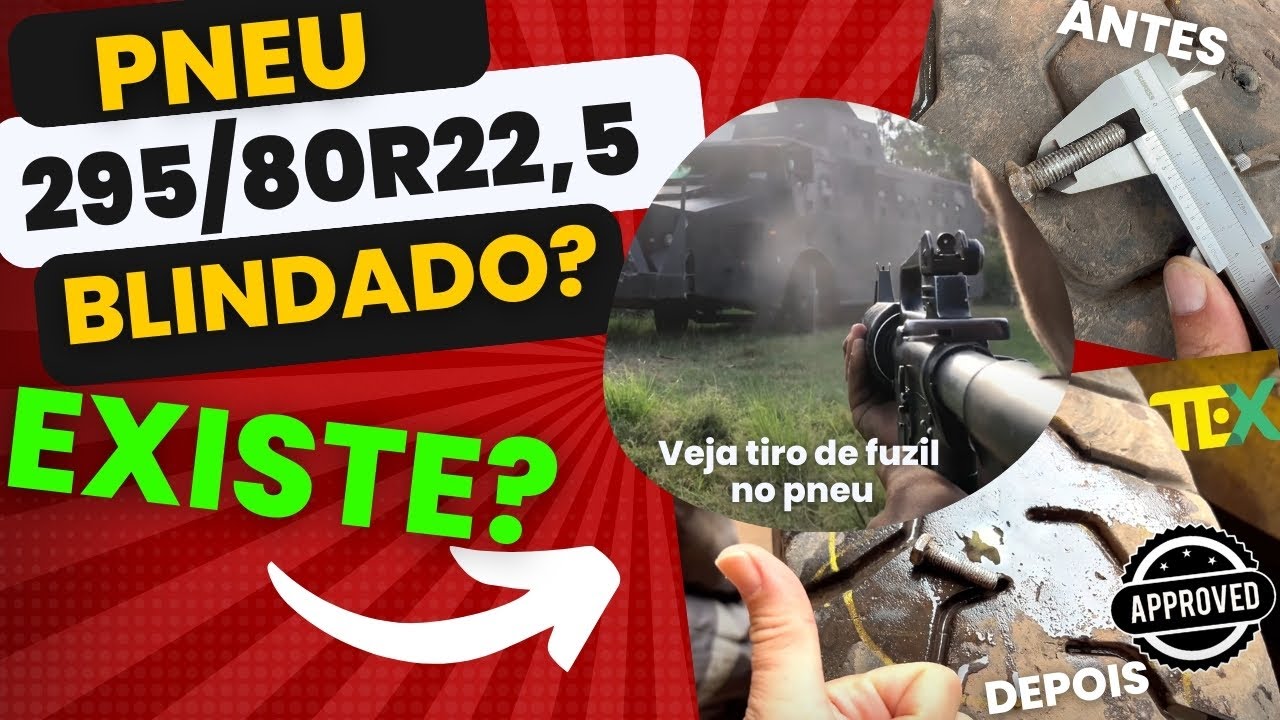 Pneu 295/80R22,5 blindado contra furo de 10mm  com selante padrão militar