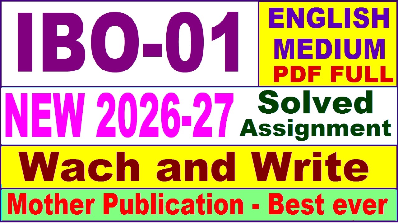 IBO 01 solved assignment 2026-27 in English || ibo 01 solved assignment 2027 || ignou ibo01