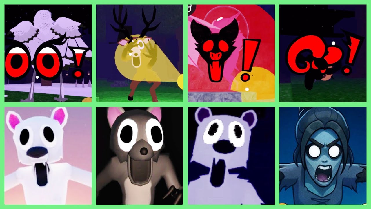 99 Nights forest in - Ram vs owl vs Deer vs Bat vs Bear vs cat vs jumpscare ( Roblox ) 