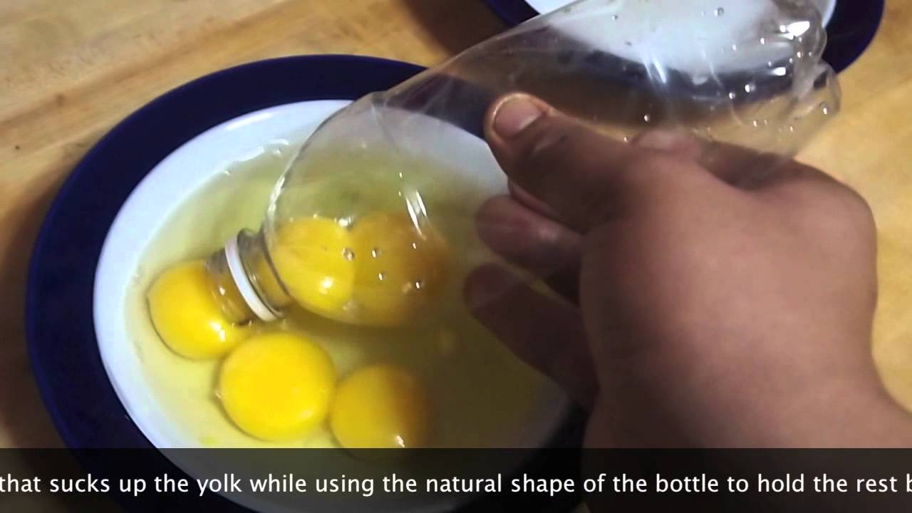 Separating Egg Yolks with a Water Bottle