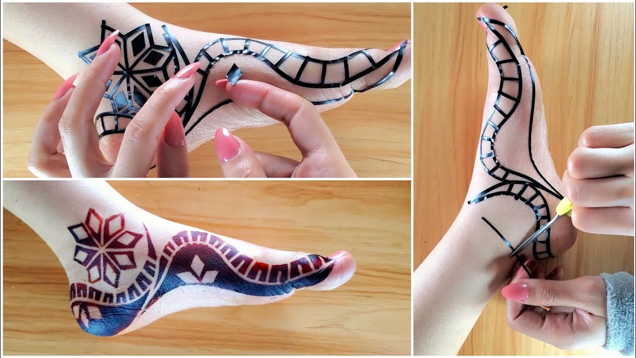 نقش حنه شرائط سودانية اشكال هندسية  غاية في الروعة use the tape to make this unique 😍 Sudanese Henna