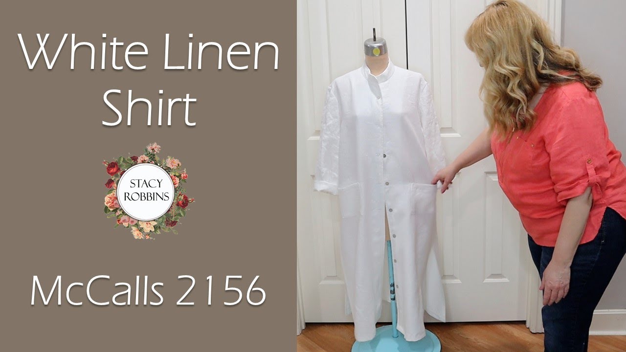McCalls 2156 Whilte Linen Button Up Top
