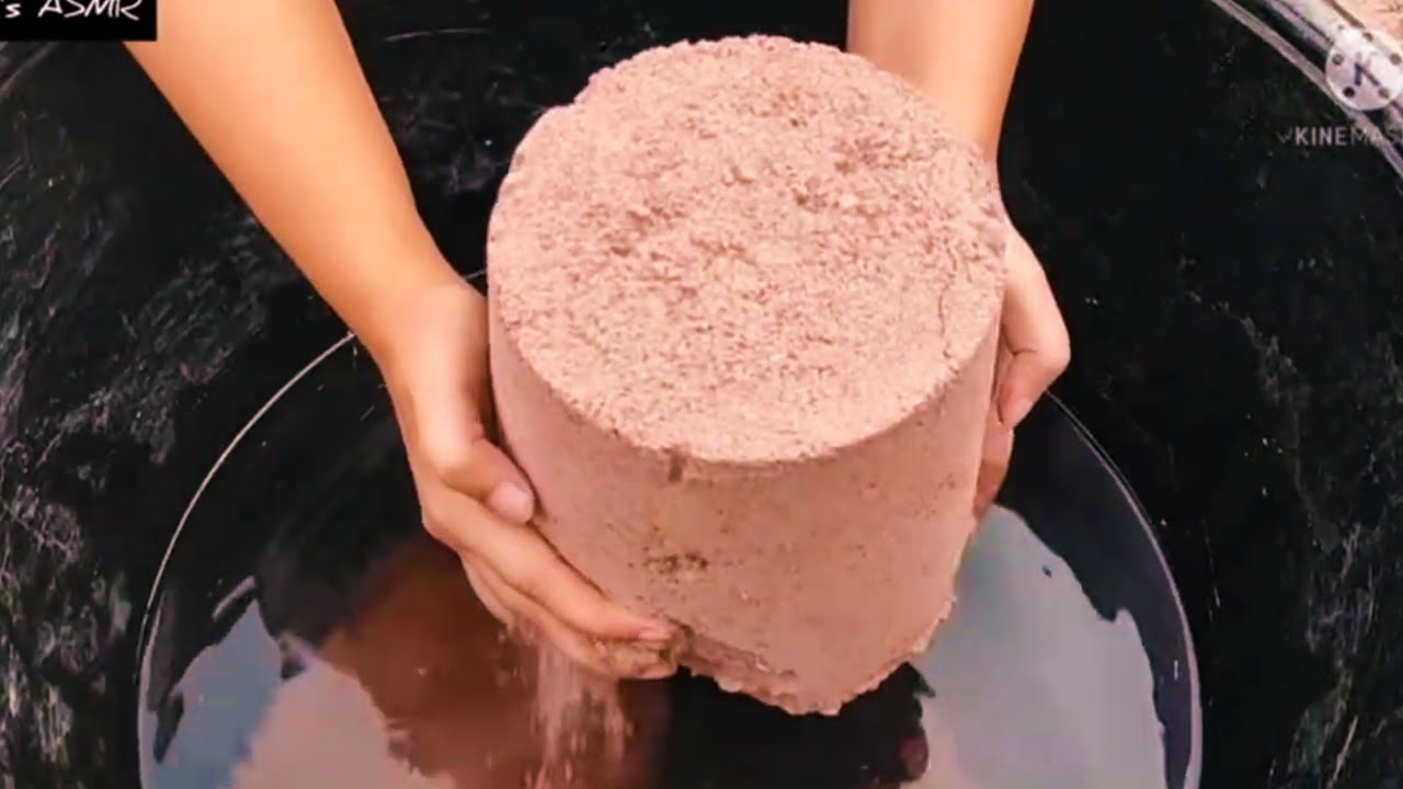 ASMR: dusty gritty softy stoney red sand huge buckets crumble in water/oddlysatifying🤤