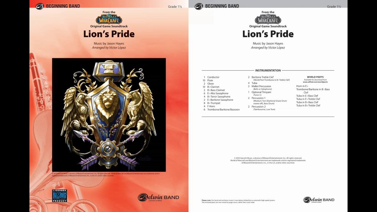 Lion's Pride (from World of Warcraft), arr. Victor L&oacute;pez &ndash; Score & Sound