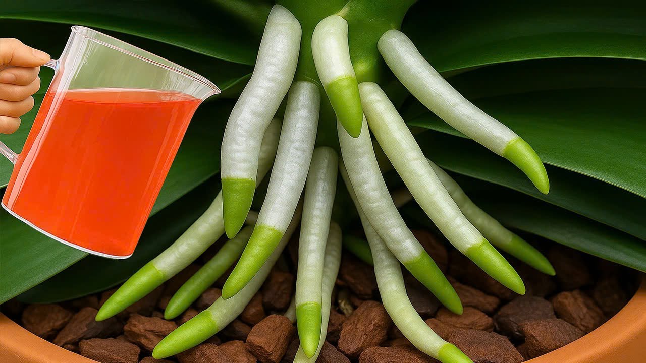 1 cup per week! Orchids produce 1001 new roots and flowers instantly🌸